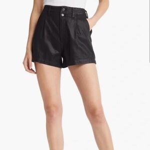 PAIGE Mayslie high waist black Women's faux leather shorts.